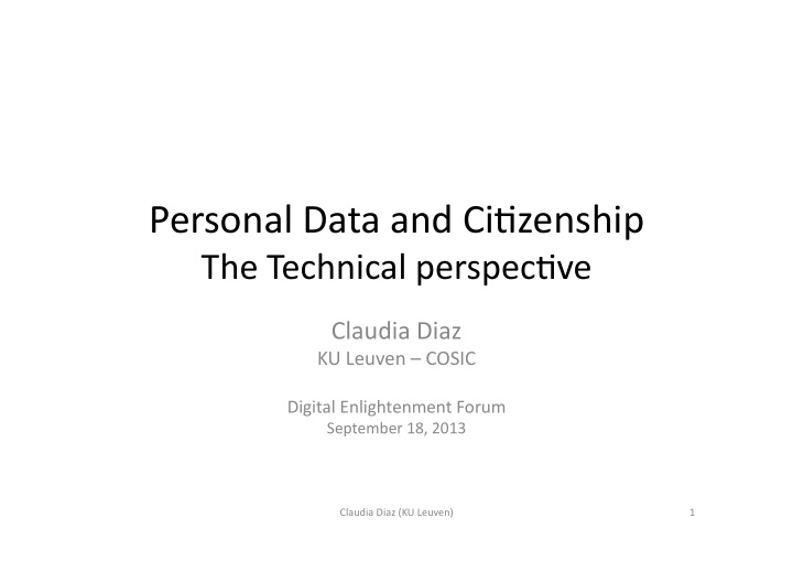personal data and ci zenship the technical perspec ve