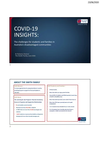 COVID  19 INSIGHTS: The challenges for students and families in Australias disadvantaged