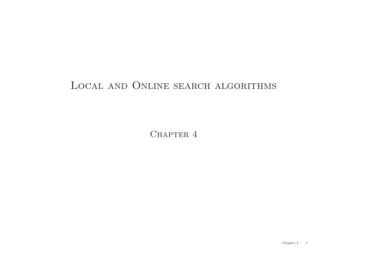 local and online search algorithms