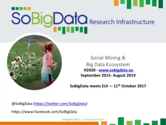 Social Mining &amp; Big Data Ecosystem  H2020 - www.sobigdata.eu  September 2015- August 2019