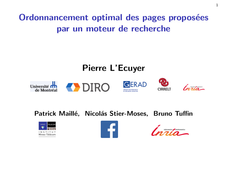 ordonnancement optimal des pages propos ees par un moteur