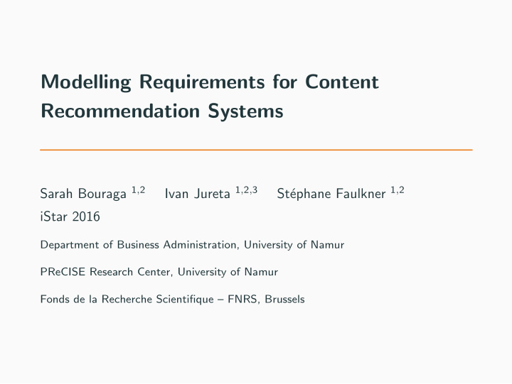 modelling requirements for content recommendation systems