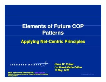Elements of Future COP  Elements of Future COP  Elements of Future COP  Elements of Future COP