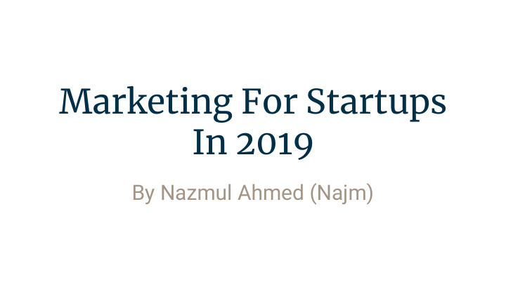 marketing for startups in 2019