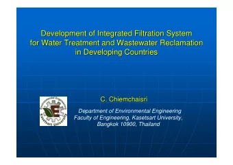 Development of Integrated Filtration System  Development of Integrated Filtration System  for Water