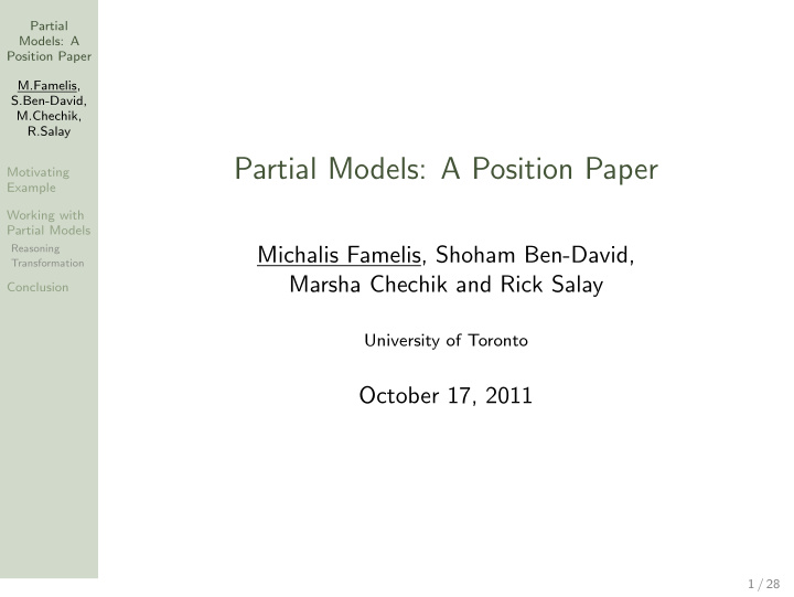 partial models a position paper