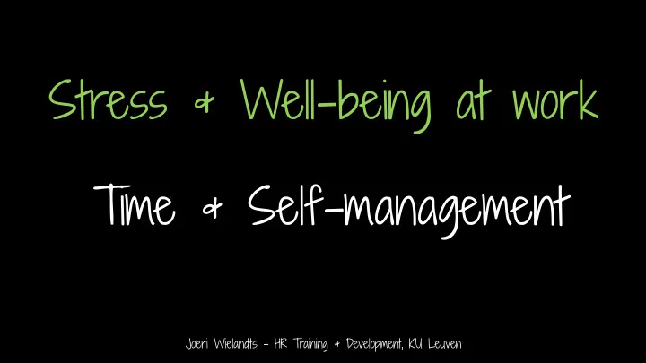 stress well being at work