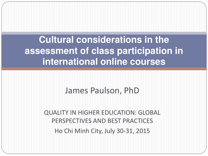 cultural considerations in the assessment of class