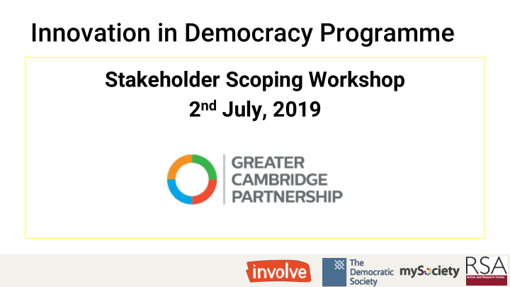 innovation in democracy programme