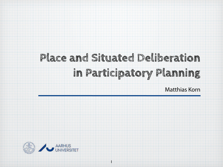place and situated deliberation in participatory planning