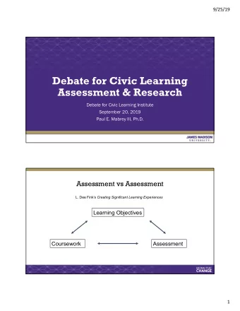 Debate for Civic Learning  Assessment &amp; Research  Debate for Civic Learning Institute