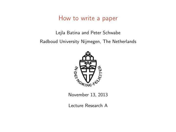 how to write a paper