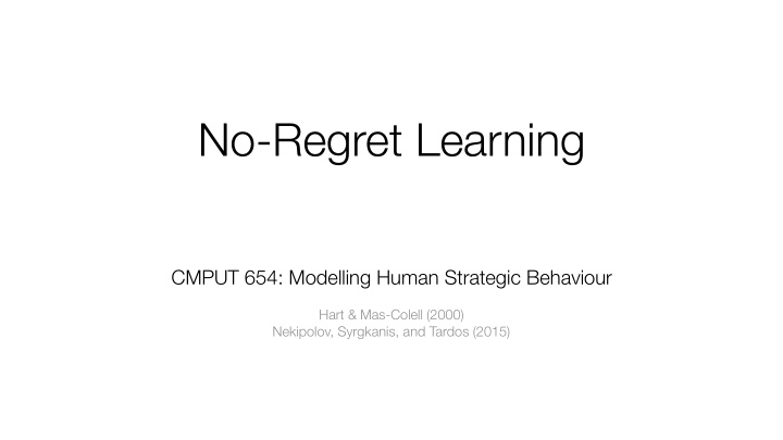 no regret learning
