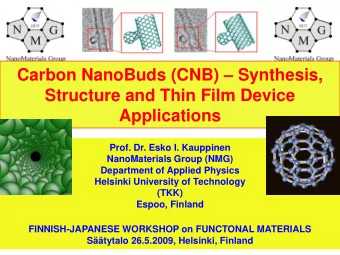 Carbon NanoBuds (CNB)  Synthesis,  Structure and Thin Film Device  Applications  Prof. Dr. Esko