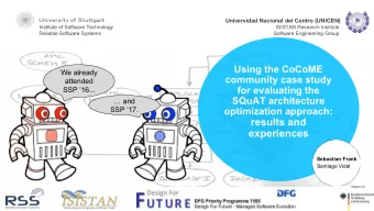 results and  experiences  Sebastian Frank  Santiago Vidal  SQuAT  Case Study  Experiences  Results