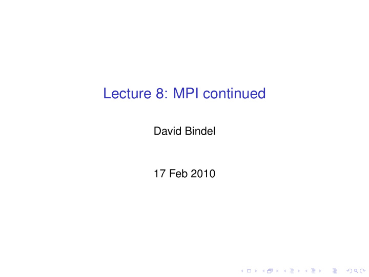 lecture 8 mpi continued