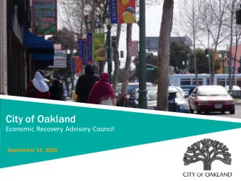 City of Oakland  Economic Recovery Advisory Council  May 18, 2020  September 14, 2020  Monday, Sept