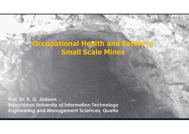 occupational health and safety in small scale mines