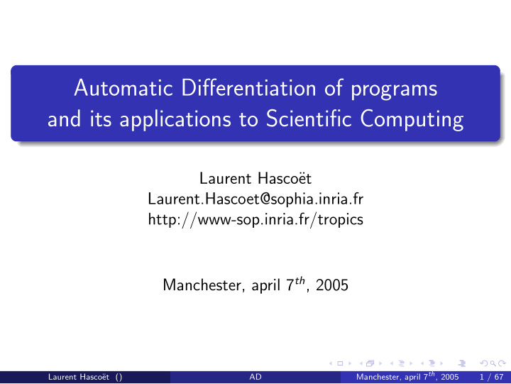 automatic differentiation of programs and its
