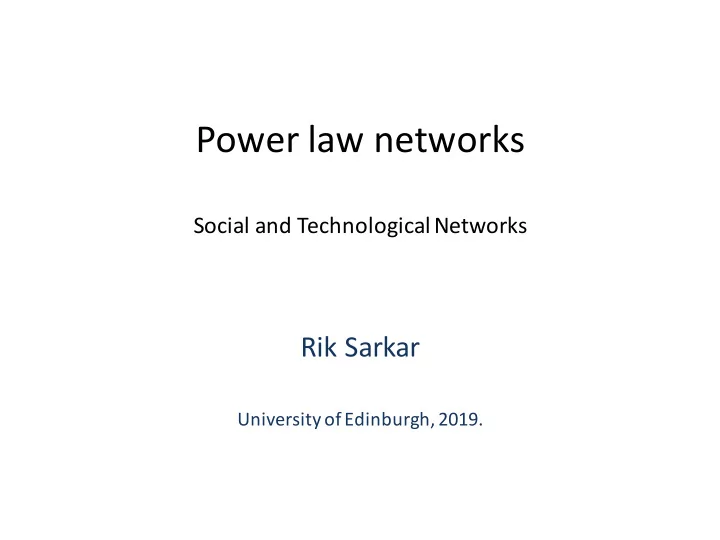 power law networks