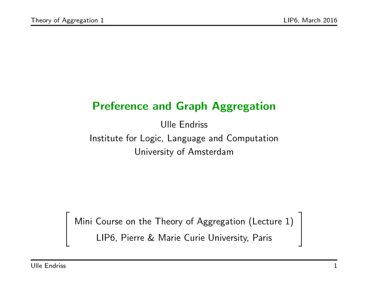 preference and graph aggregation