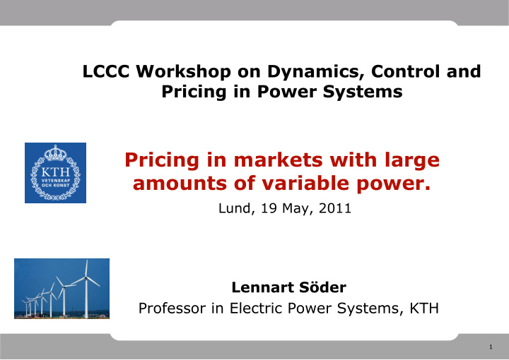 pricing in markets with large amounts of variable power