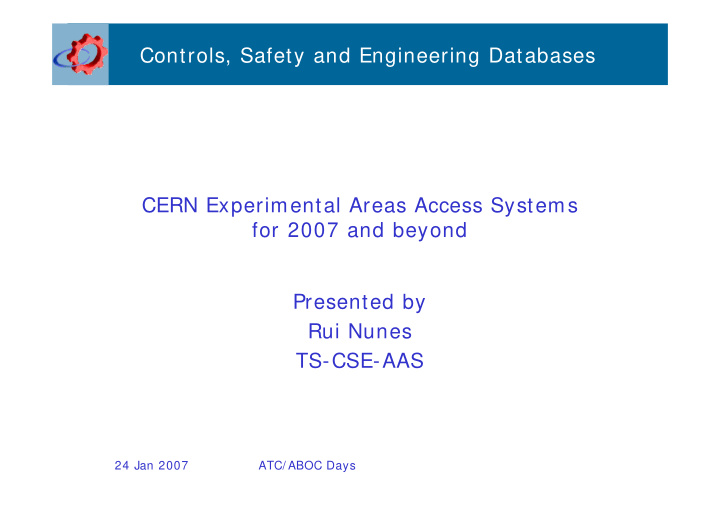 controls safety and engineering databases cern