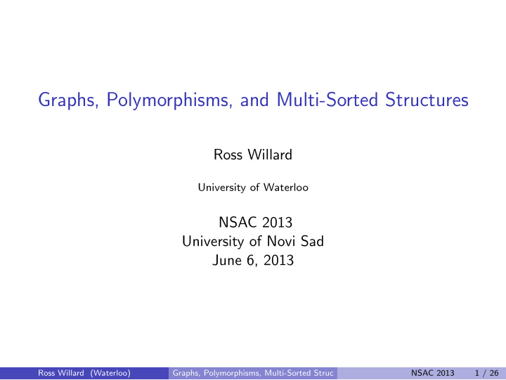 graphs polymorphisms and multi sorted structures