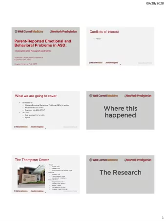 Where this  s o What others have shown o Extending it to MCHAT-R/F    The Clinic  happene  ened