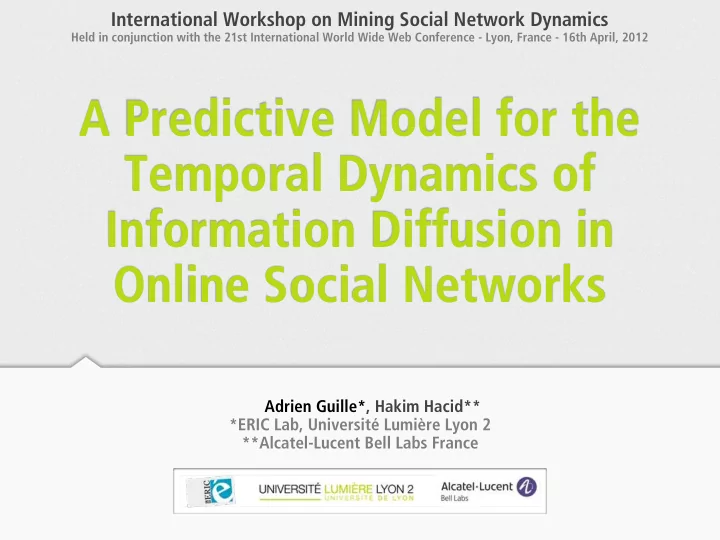 a predictive model for the temporal dynamics of