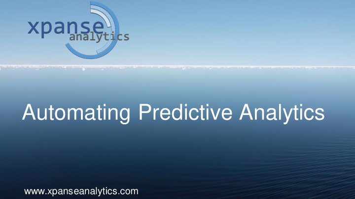 automating predictive analytics