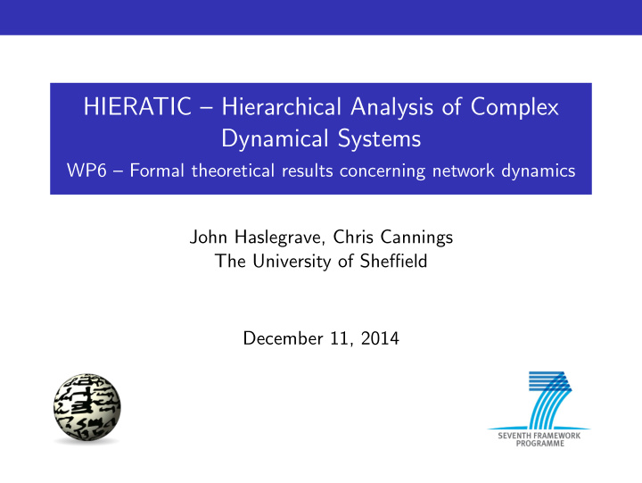 hieratic hierarchical analysis of complex dynamical