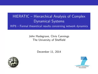 HIERATIC  Hierarchical Analysis of Complex  Dynamical Systems  WP6  Formal theoretical