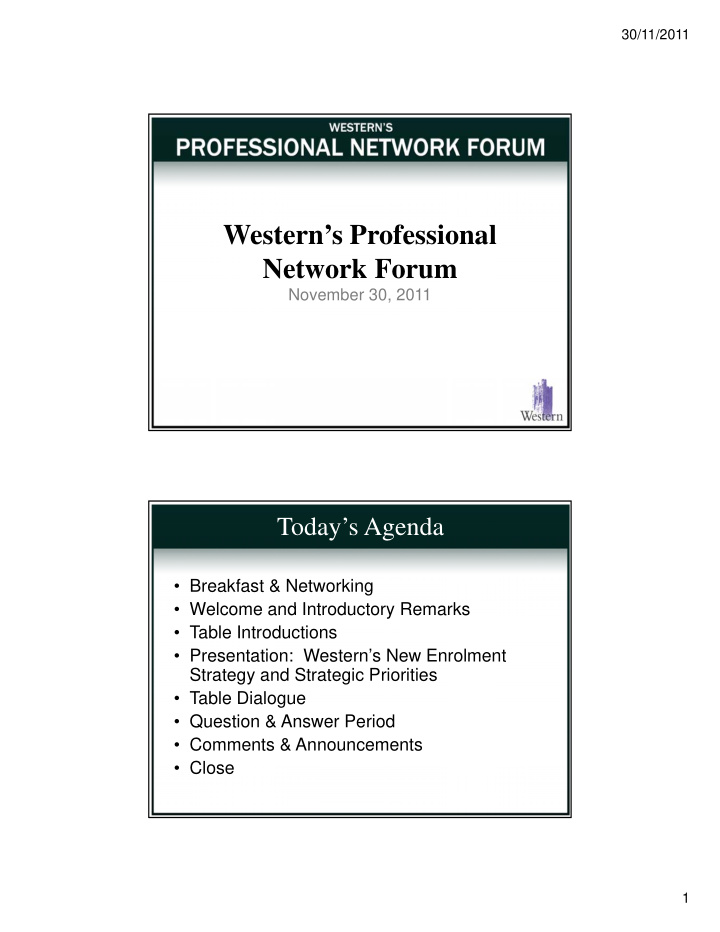 western s professional network forum