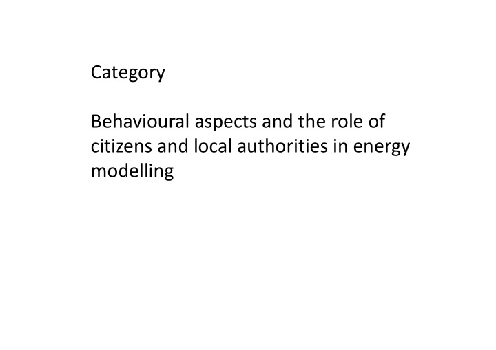 category behavioural aspects and the role of citizens and