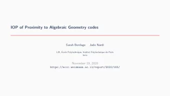 IOP of Proximity to Algebraic Geometry codes  Sarah Bordage  Jade Nardi  LIX, Ecole Polytechnique,