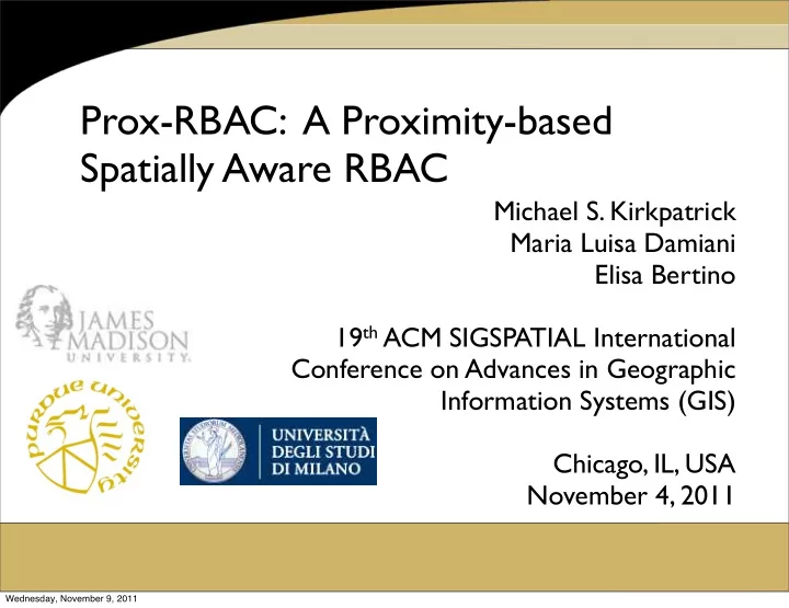 prox rbac a proximity based spatially aware rbac