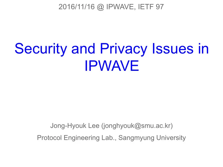 security and privacy issues in ipwave
