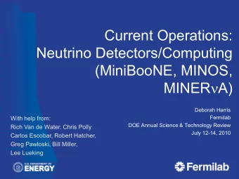 Current Operations:  Neutrino Detectors/Computing  (MiniBooNE, MINOS, MINER  A)  Deborah Harris