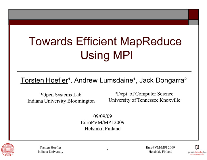 towards efficient mapreduce using mpi