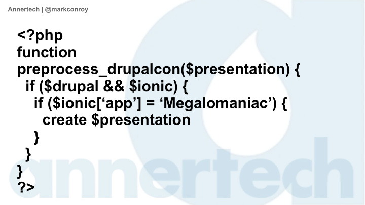 php function preprocess drupalcon presentation if drupal