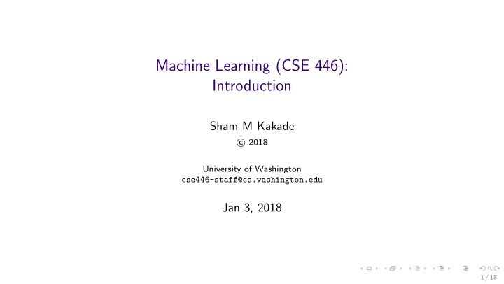 machine learning cse 446 introduction