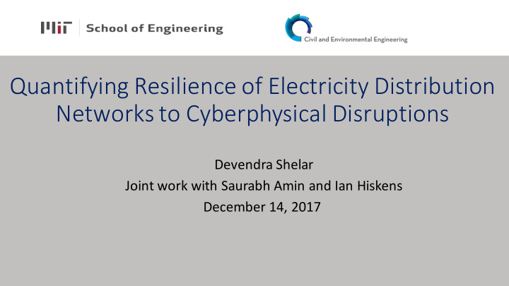 quantifying resilience of electricity distribution