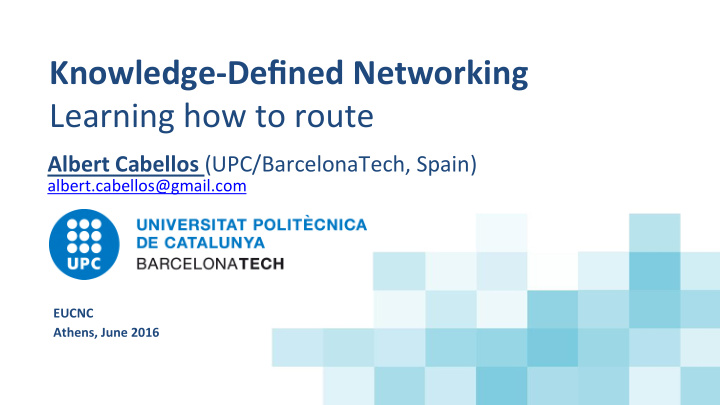 knowledge defined networking learning how to route
