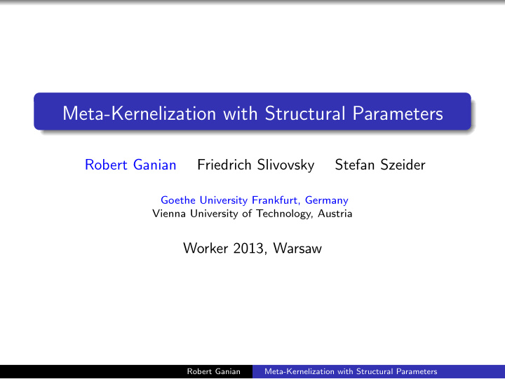 meta kernelization with structural parameters