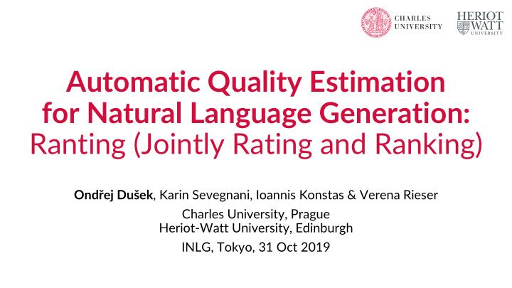 automatic quality estimation