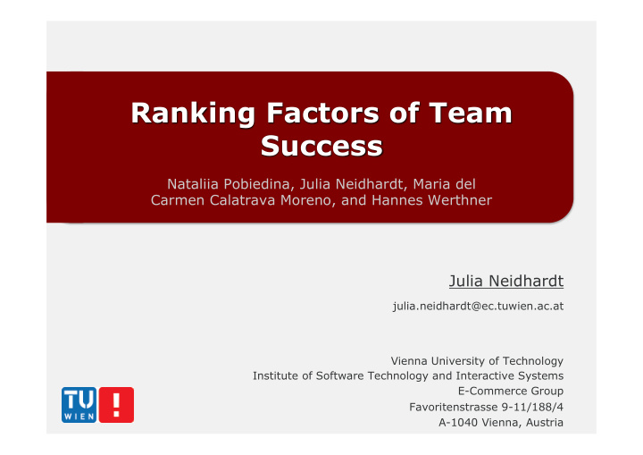 ranking factors of team success
