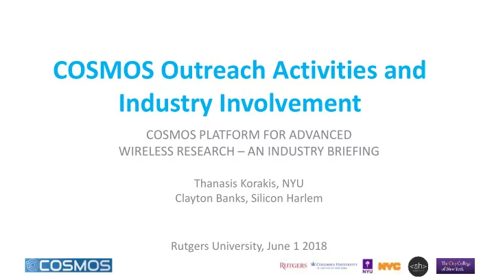 cosmos outreach activities and