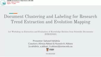 Document Clustering and Labeling for Research  Trend Extraction and Evolution Mapping  1st Workshop