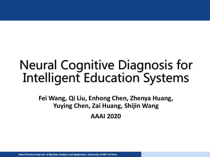 neural cognitive diagnosis for intelligent education